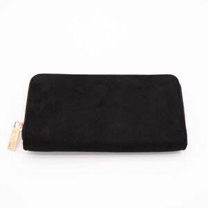Ah.Dorned Womens Wallet Core Black Suede Zip Around Credit Card Slots Purse